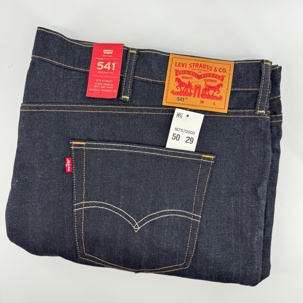 Levi's 541 Athletic Fit Jeans Mens‎ 50x29 Dark Indigo Stretch Big & Tall Tapered